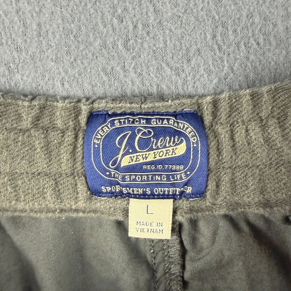 J Crew Dock Shorts Men's L Gray Stretch Chino Elastic Waist Drawstring 6.5